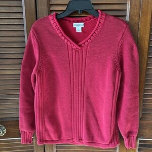 Investments Red V-Neck Sweater for Women
